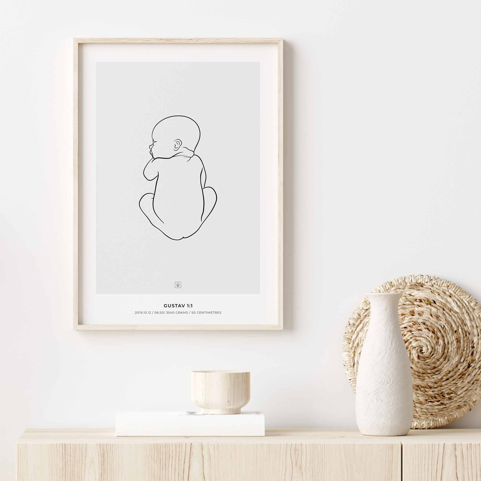 Realistic birth poster in 1:1 scale